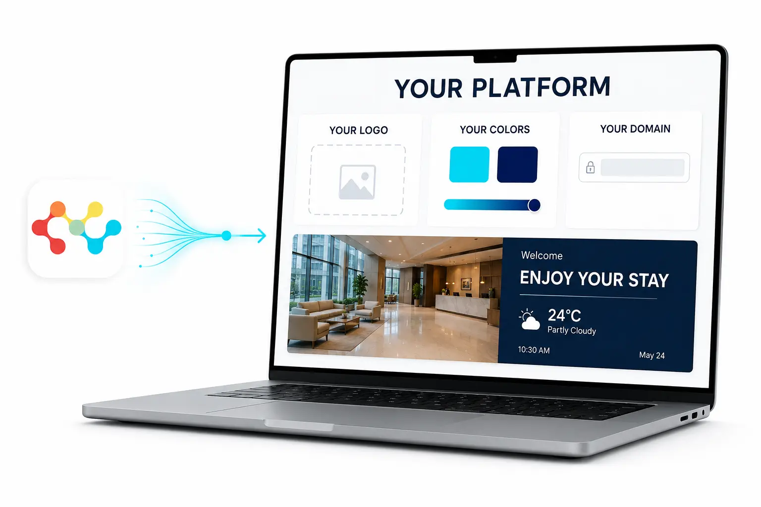 Zoney platform customized with a partner logo, colors and domain